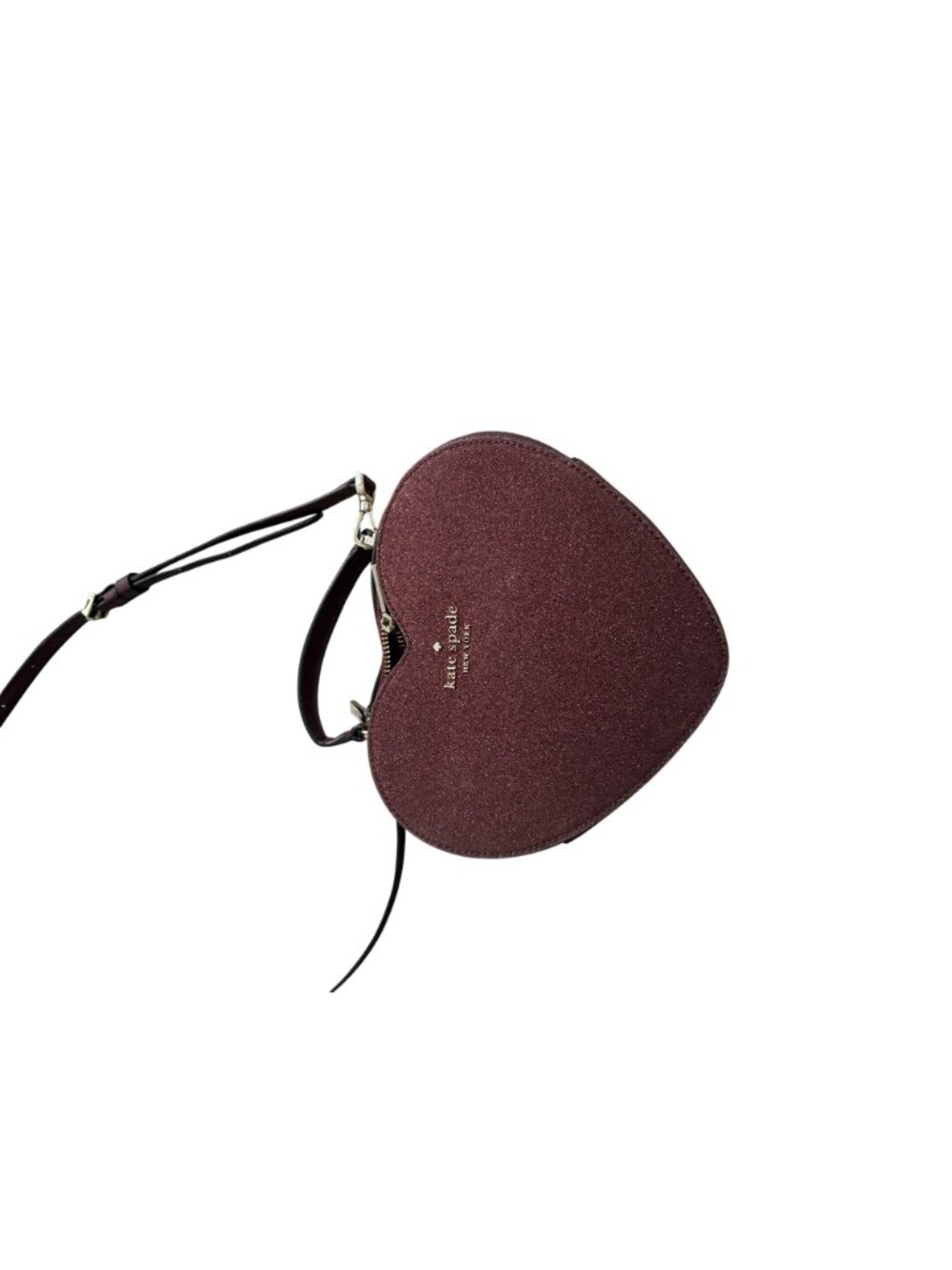 KATE SPADE Burgundy Glitter Love Shack Heart Crossbody Bag - Picture 13 of 14
